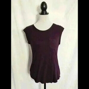 Stylish Purple Crew Neck Pocket Tee